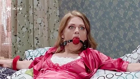 Tied To Bed With Silk Dress And Ball Gagged